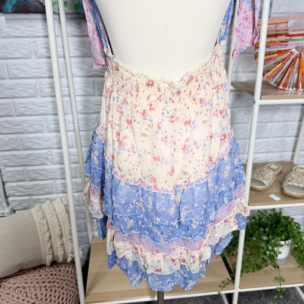 LoveShackFancy New Quintelle Halter Mini Dress in Windsor Rose Print - Picture 7 of 7